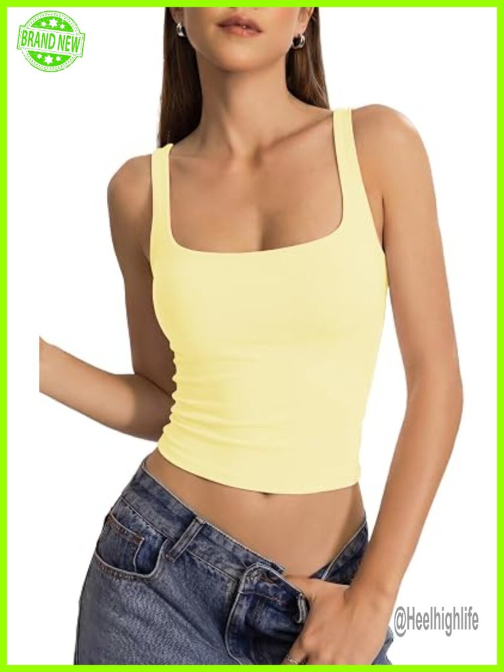 Square Neck Double Lined Tank Tops with Built in Bras